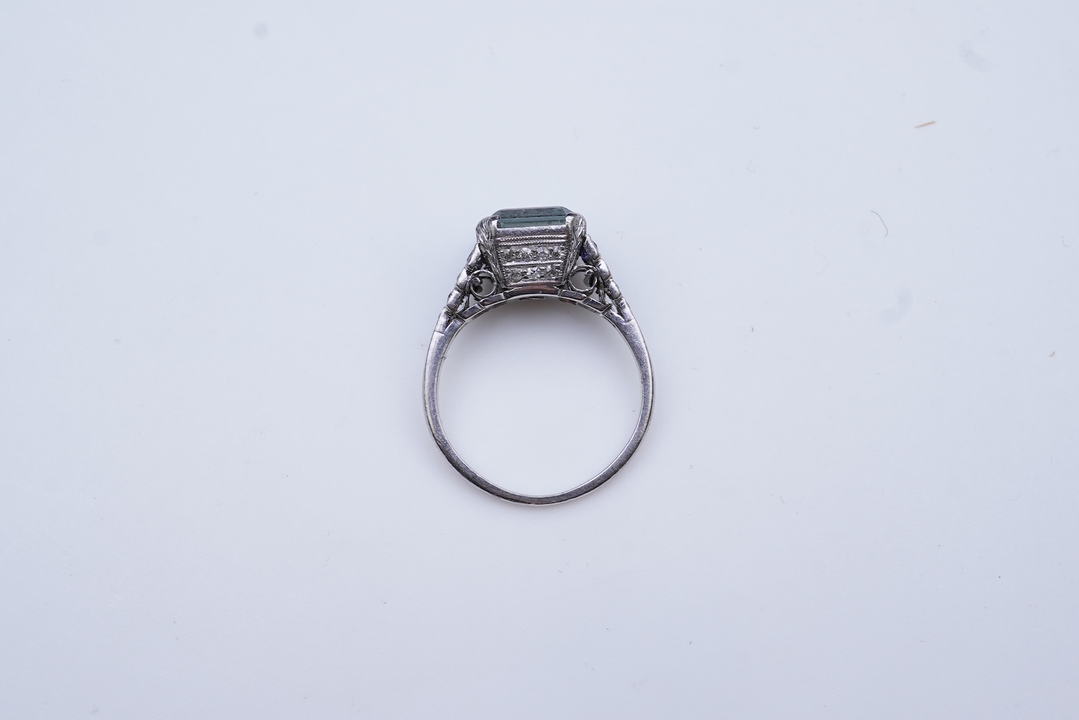 An aquamarine, sapphire and diamond ring